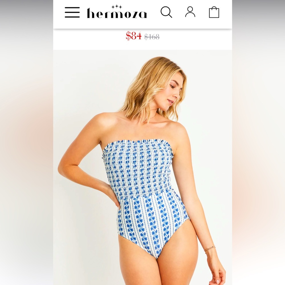 Hermoza Blue and White One-Piece Swimsuit